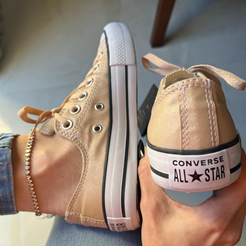 Tênis All Star Amêndoa Brilho Feminino Premium - Loja Menina Maluca