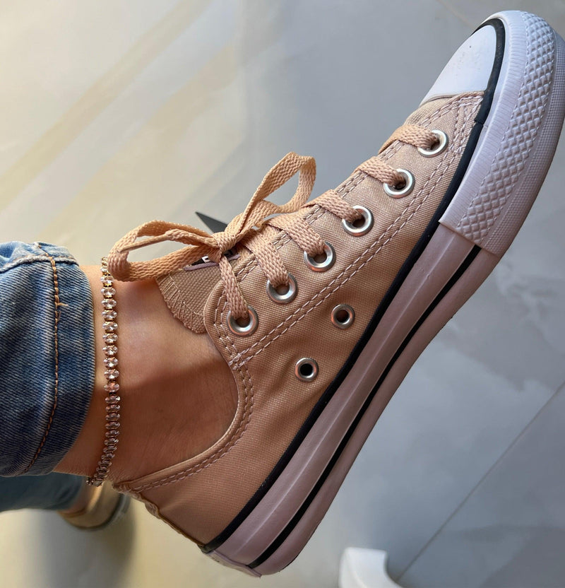 Tênis All Star Amêndoa Brilho Feminino Premium - Loja Menina Maluca