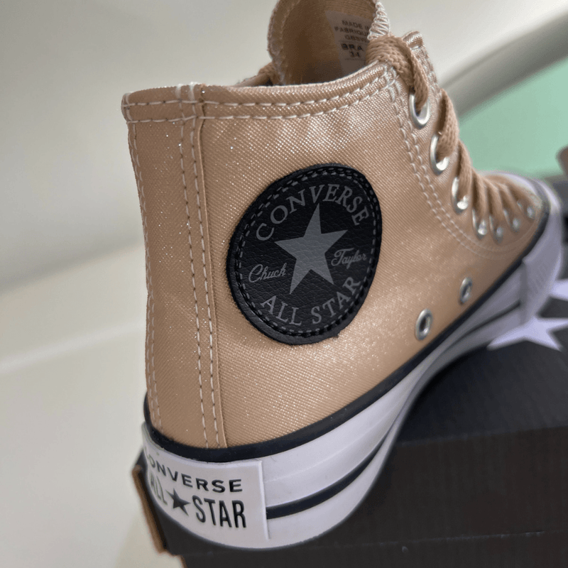 Tênis All Star Cano Alto Amêndoa Brilho Feminino Premium - Loja Menina Maluca