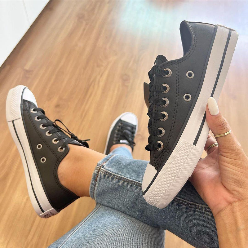 Tênis All Star Couro Preto Premium - Loja Menina Maluca