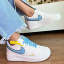 Tênis Nike Air Force Branco e Azul Feminino Premium - Loja Menina Maluca