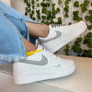 Tênis Nike Air Force Branco e Cinza Feminino Premium - Loja Menina Maluca