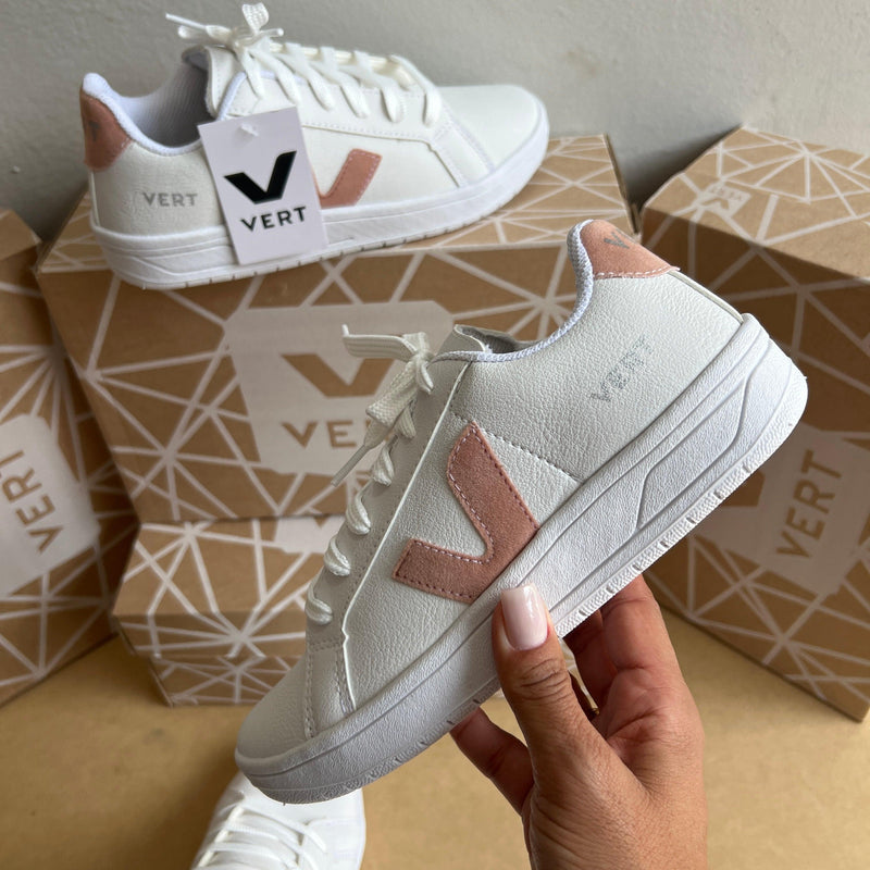 Tênis Vert Branco e Nude Cadarço Premium - Loja Menina Maluca