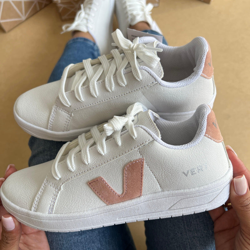 Tênis Vert Branco e Nude Cadarço Premium - Loja Menina Maluca