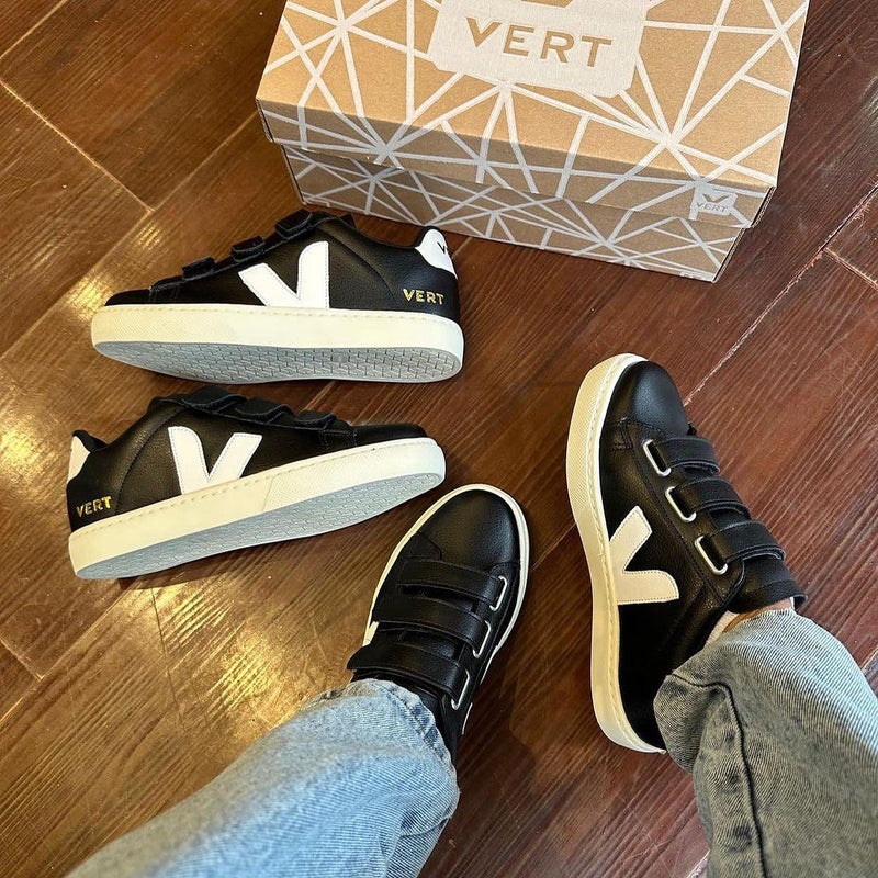 Tênis Vert Velcro Preto e Branco Premium - Loja Menina Maluca